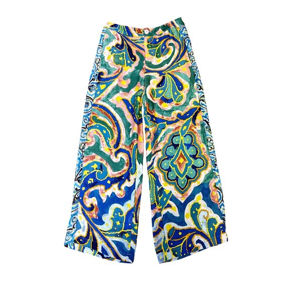 Maeve Anthropologie Rhiannon Satin Cropped Flare Pants Wide Leg 4P - Picture 4 of 7